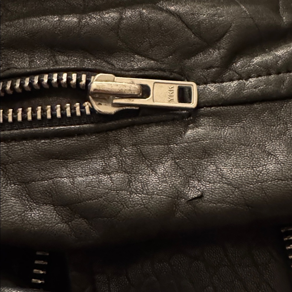 Mackage X Aritzia Pebbled Black Leather Biker Jacket - Picture 15 of 15